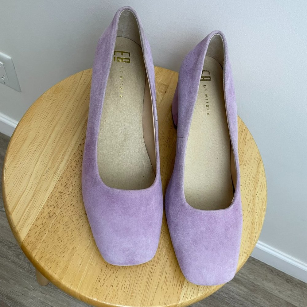 E8 by Miista Lilac Suede Block Heel Pump